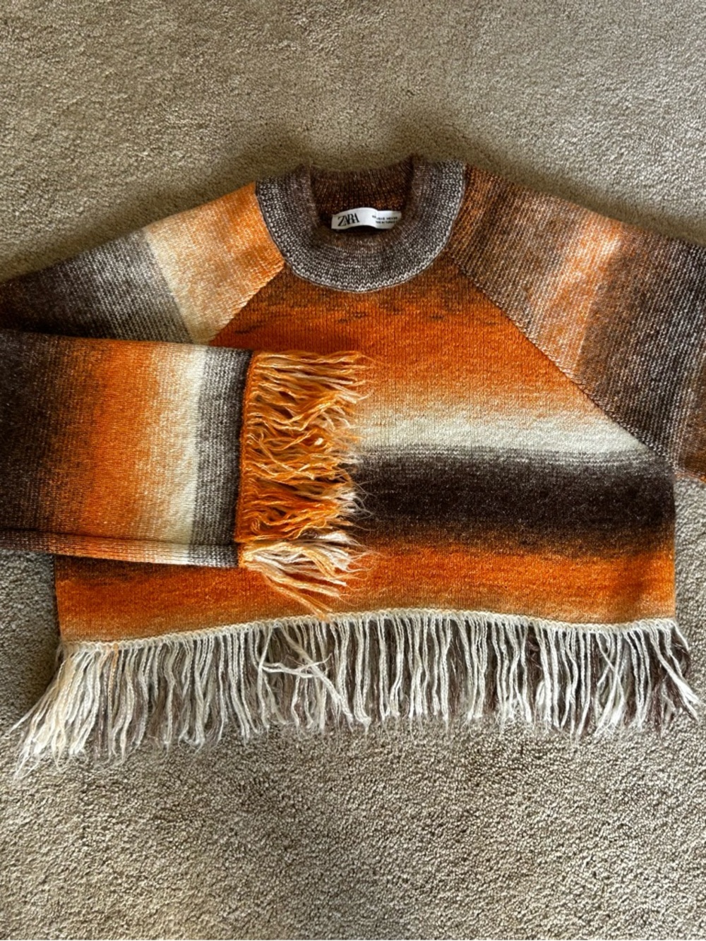 Zara Cropped Fringe Sweater